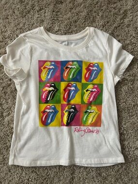 The Rolling Stones Kids Tee with Multicolor Pop-Tongue Grid Size M
